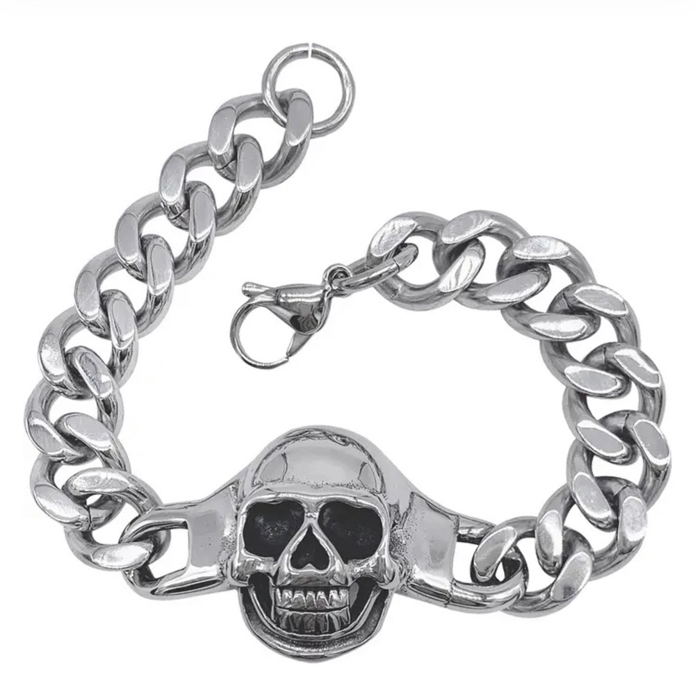 NEW Plated Stainless Steel Skull Bracelet
